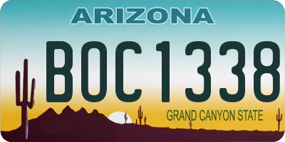 AZ license plate BOC1338