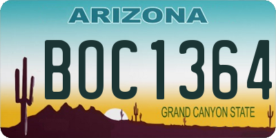 AZ license plate BOC1364