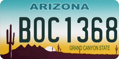 AZ license plate BOC1368