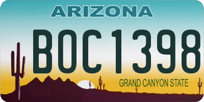 AZ license plate BOC1398
