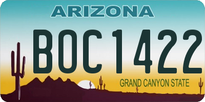 AZ license plate BOC1422