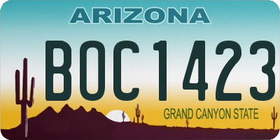AZ license plate BOC1423