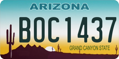 AZ license plate BOC1437
