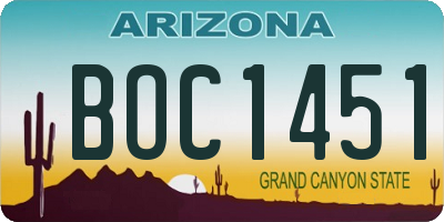 AZ license plate BOC1451
