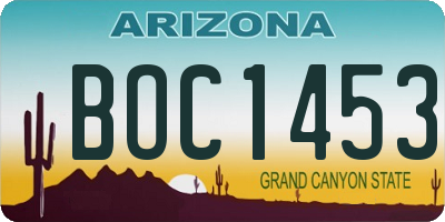 AZ license plate BOC1453