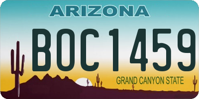 AZ license plate BOC1459