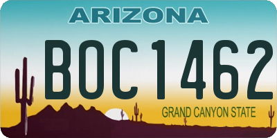 AZ license plate BOC1462