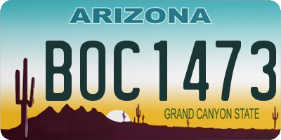 AZ license plate BOC1473