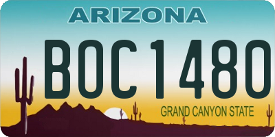 AZ license plate BOC1480