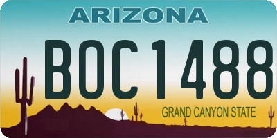 AZ license plate BOC1488