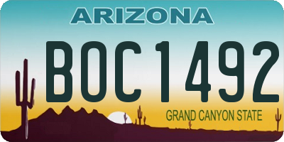 AZ license plate BOC1492