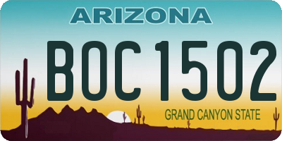 AZ license plate BOC1502