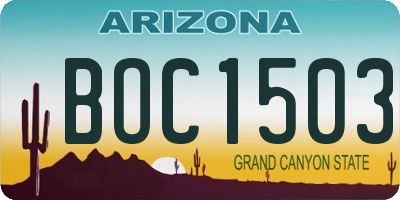 AZ license plate BOC1503