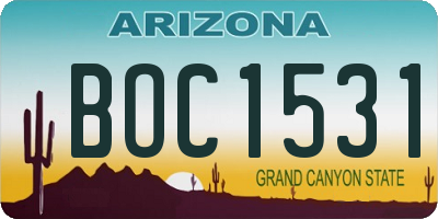 AZ license plate BOC1531