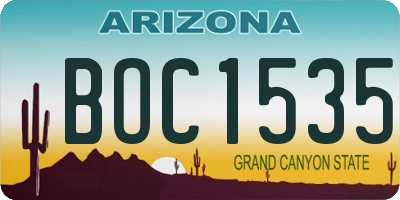 AZ license plate BOC1535