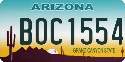 AZ license plate BOC1554