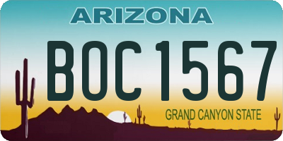 AZ license plate BOC1567