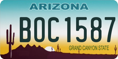 AZ license plate BOC1587