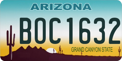 AZ license plate BOC1632