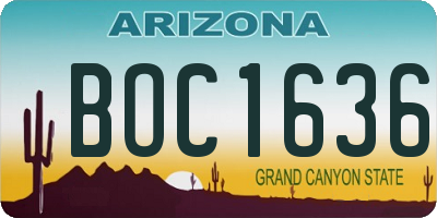AZ license plate BOC1636
