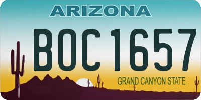 AZ license plate BOC1657