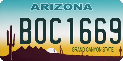 AZ license plate BOC1669