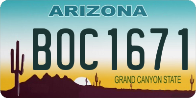 AZ license plate BOC1671