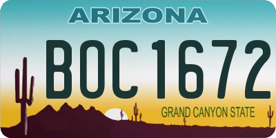 AZ license plate BOC1672