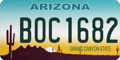 AZ license plate BOC1682