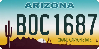 AZ license plate BOC1687