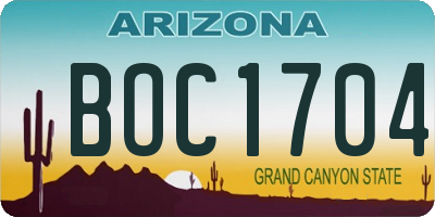AZ license plate BOC1704