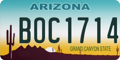 AZ license plate BOC1714