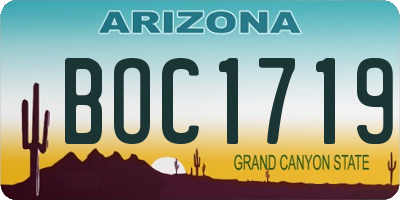 AZ license plate BOC1719
