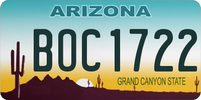 AZ license plate BOC1722