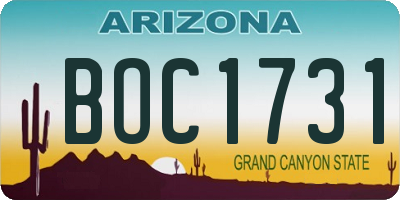 AZ license plate BOC1731