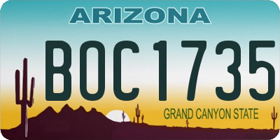 AZ license plate BOC1735
