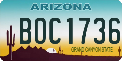 AZ license plate BOC1736