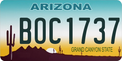 AZ license plate BOC1737