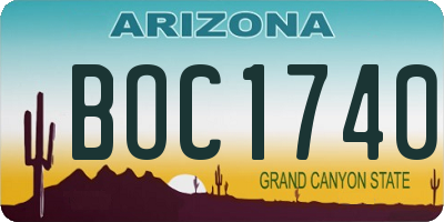 AZ license plate BOC1740
