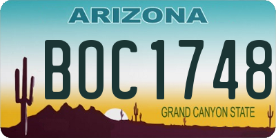 AZ license plate BOC1748