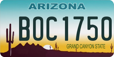 AZ license plate BOC1750