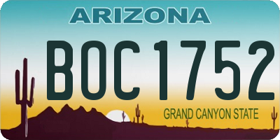 AZ license plate BOC1752