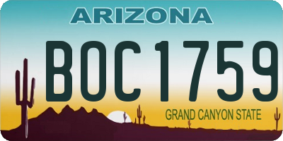 AZ license plate BOC1759