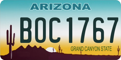 AZ license plate BOC1767