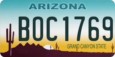AZ license plate BOC1769