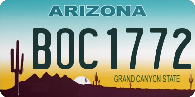 AZ license plate BOC1772