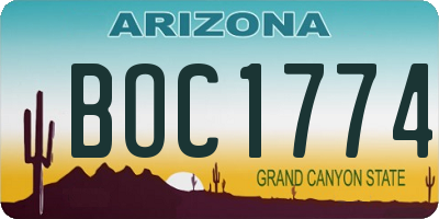 AZ license plate BOC1774