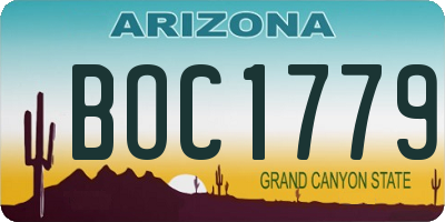 AZ license plate BOC1779