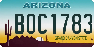 AZ license plate BOC1783
