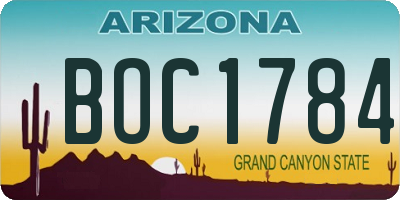 AZ license plate BOC1784